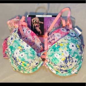 Two Pack Sexy, Comfortable, Ultra Padded, Floral Pattern, Underwired Push-Up Bra
